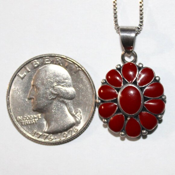 Sterling Silver Red Resin Necklace - Picture 3 of 8